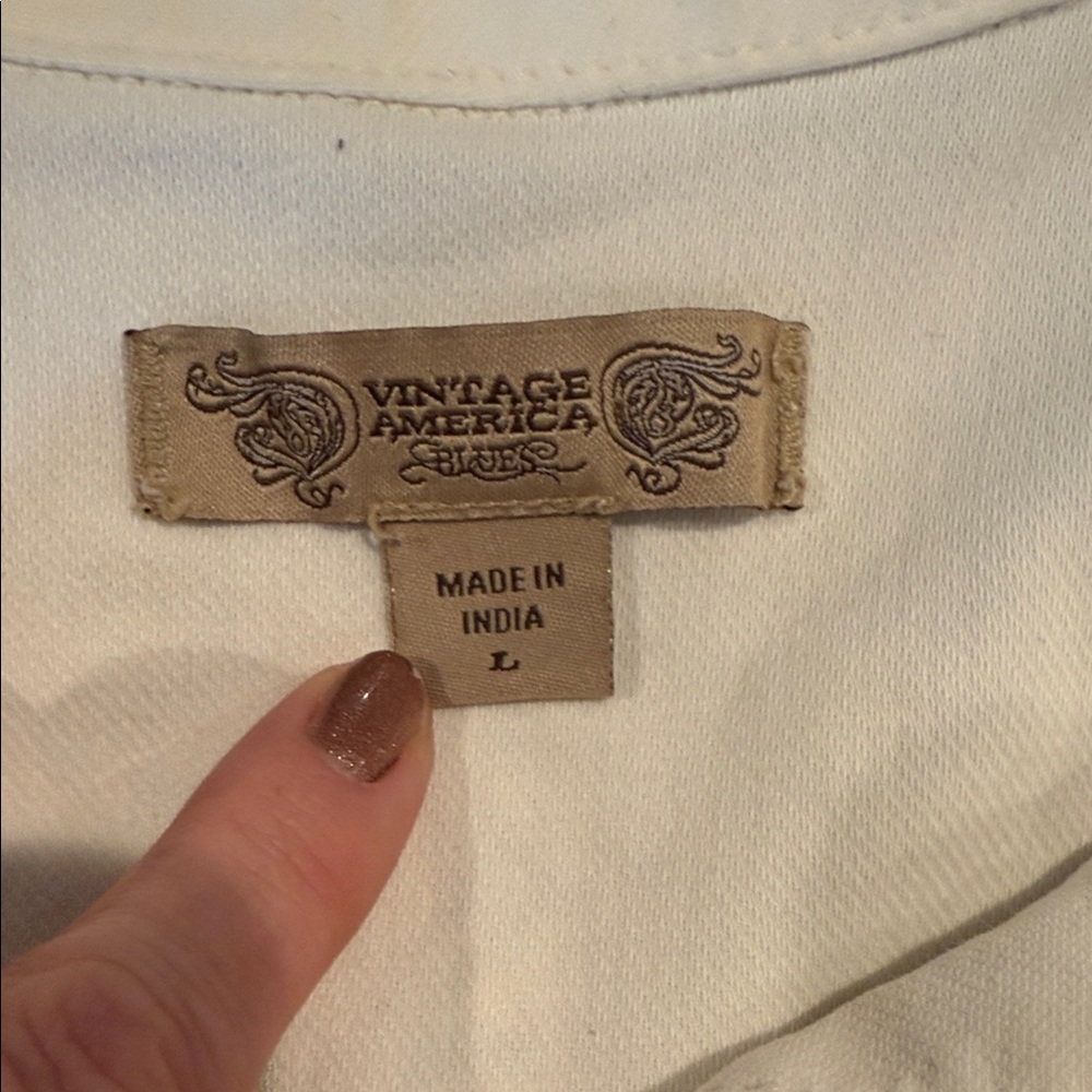 Vintage America Blue | Classic Jean Jacket | Cream | Size Large - Picture 2 of 8